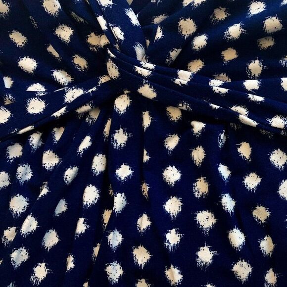Merona Dress XS Polka- Dot Blue & White Empire Waist Retro Boho - Picture 5 of 12